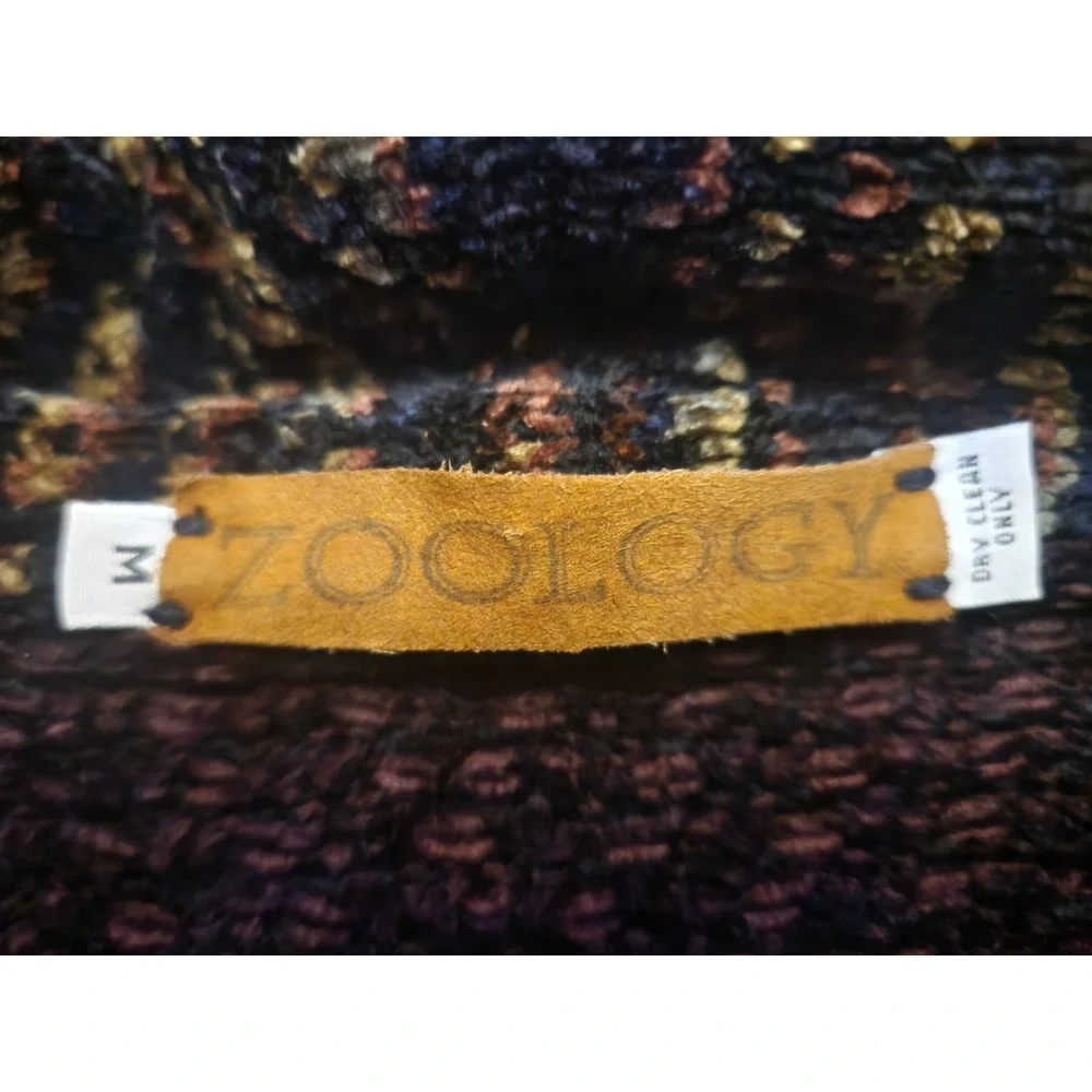 Zoology Womens Medium‎ Oversized Knit Cardigan Sweater Purple Green Shawl Collar